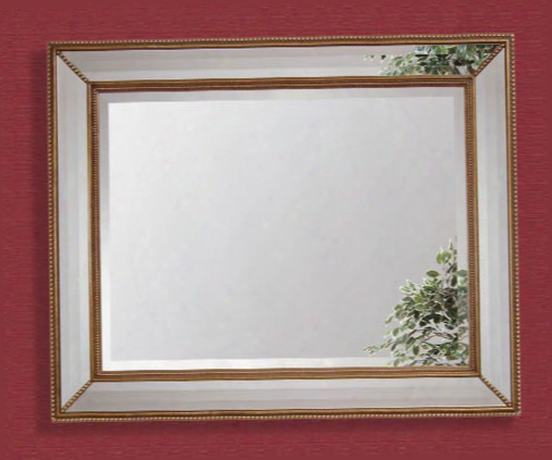 Bassett Mirror Company Gold Leaf Beveled Rectangle Wall Mirror