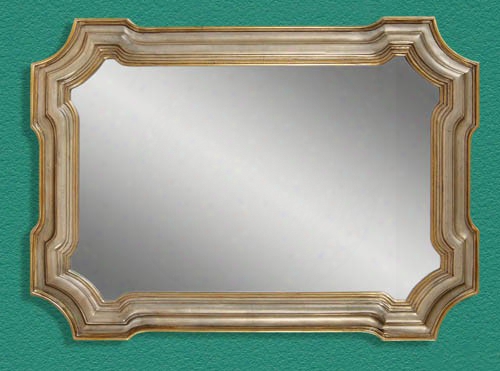 Bassett Mirror Company Gold-silver Leaf Shaped Rectangle Wall Mirror