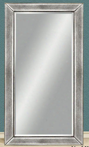 Bassett Mirror Company Large Antique Silver Rectangle Wall Mirror