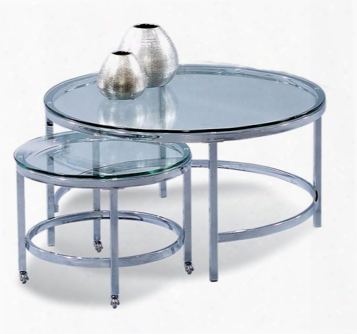 Bassett Mirror Company Patinoire Round Cocktail On Casters