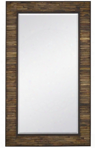 Majestic Mirrors Rectangular Natural Wood Frame Mirror-mahogany