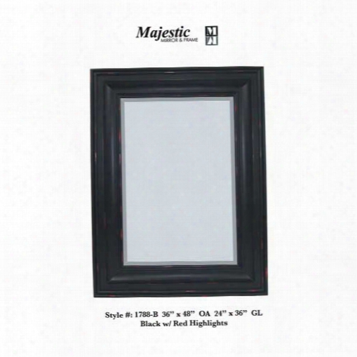 Majestic Mirrors Rectangular Wall Mirror-black-red