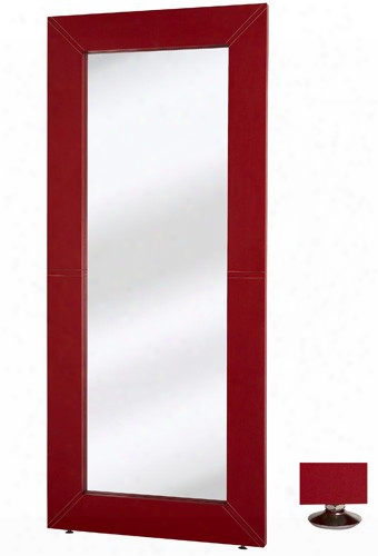 Majestic Mirrors Red Leather Floor Mirror