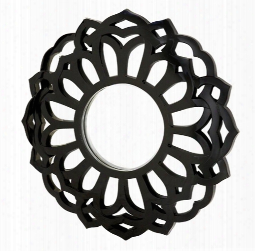 Majestic Mirrors Round Flower Mirror-black