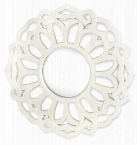 Majestic Mirrors Round Flower Mirror-white