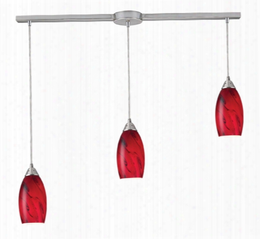 Elk Galaxy 3-light Pendant In Red And Satin Nickel Finish