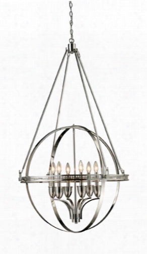 Elk Hemispheres 6-light Chandelier In Polished Nickel