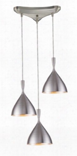 Elk Spun Aluminum 3-light Pendant In Aluminum