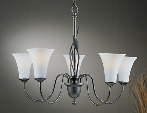 Hubbardton Forge 5-arm Two Leaves Chandelier With Glass