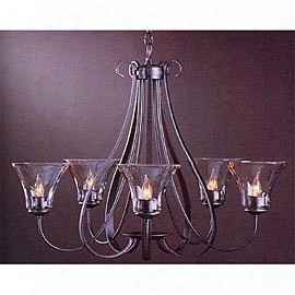 Hubbardton Forge 5-arms Sweeping Taper Chandelier With Water Glass