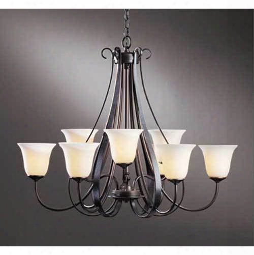 Hubbardton Forge 9-arm Sweeping Taper Chandelier With Opal Glass