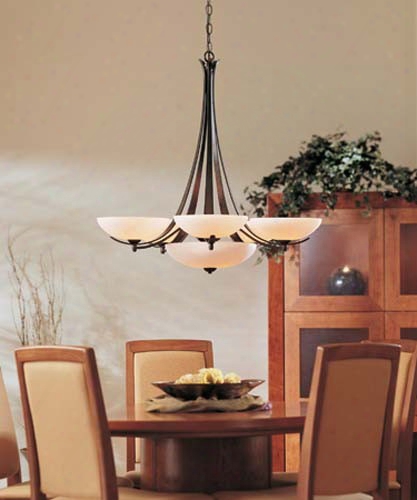 Hubbardton Forge Aegis 5-arm Chandelier With Center Glass