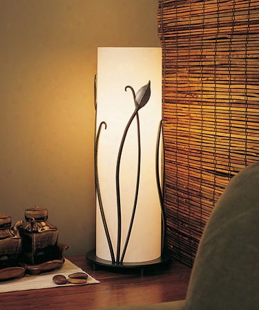 Hubbardton Forge Glass Table Lamp With Leaves With Opal Glass