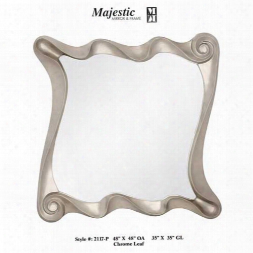 Majestic  Mirrors Square Brushstrokes Wall Mirror-chrome