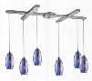 ELK Iridescence 6-Light Storm Blue Pendant in Satin Nickel