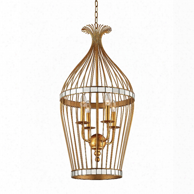 Dimond Lighting Five Cays 1-light Pendant In Gold Leaf And Clear