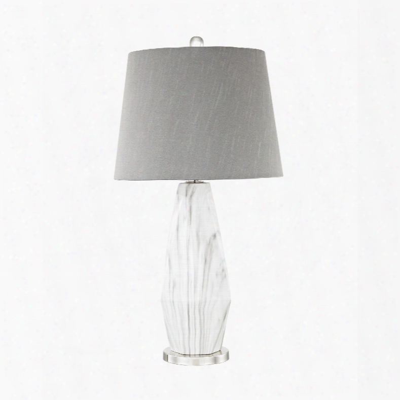 Dimond Lighting Sochi 1-light Table Lamp In Polished Nickel And White Faux Marble