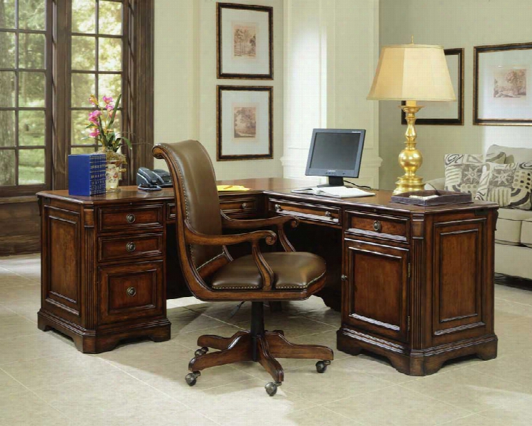 Hooker Brookhaven Left Pedestal Desk W/ Right Return