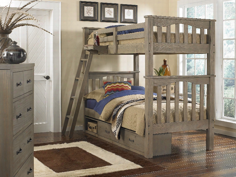 Hillsdale Kids Highlands Harper Twin Over Twin Bunk Storage Bed In Driftwood