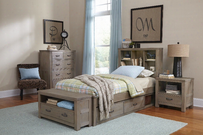 Hillsdale Kids Highlands Twin Bookcase Storage Bed In Driftwood