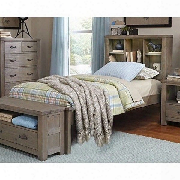 Hillsdale Kids Highlands Twin Bookcase Trundle Bed In Driftwood