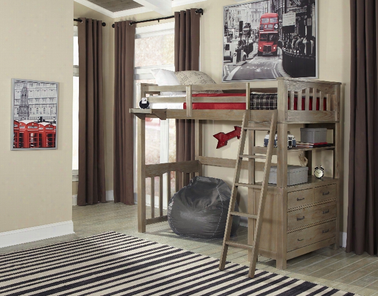 Hillsdale Kids Highlands Twin Loft Bed In Driftwood