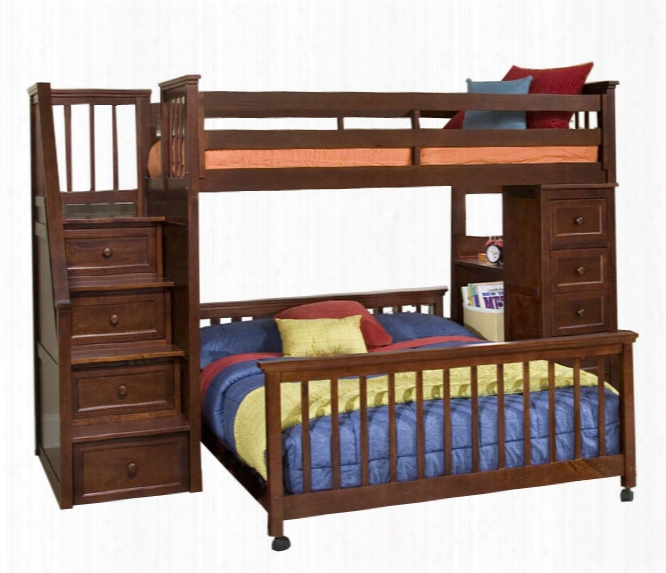 Hillsdale Kids Schoolhouse Stair Loft Bed With Chest End In Cherry