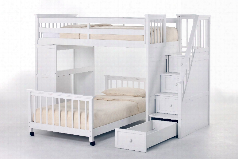 Hillsdale Kids Schoolhouse Stair L Oft Bed With Storage In White