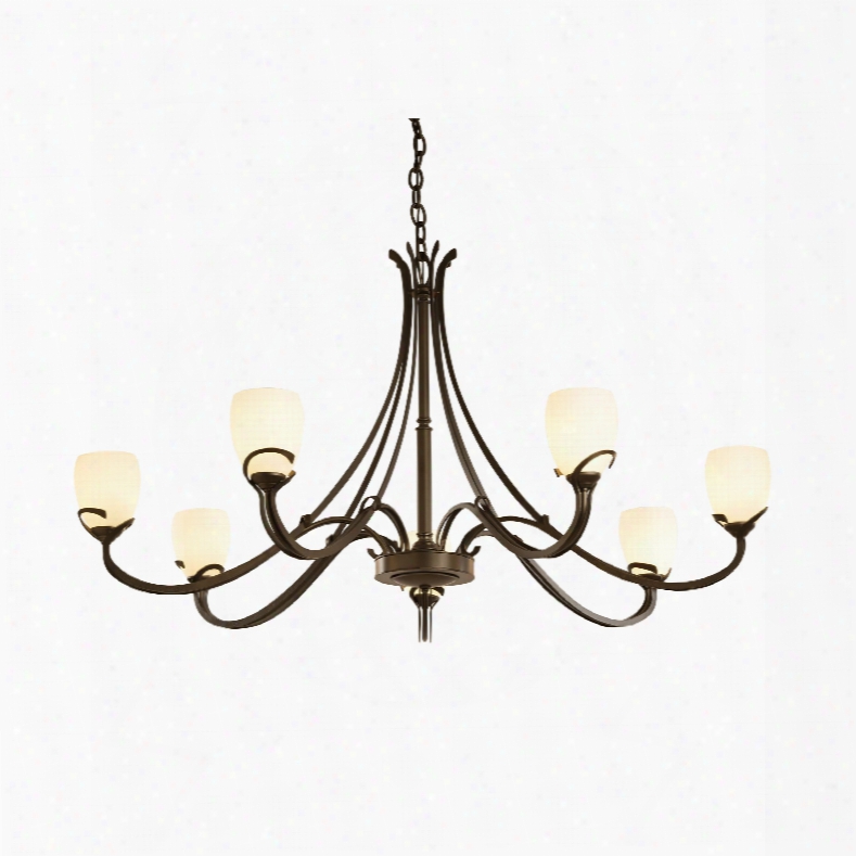 Hubbardton Forge Aubrey 7 Light Opal Glass Chandelier In Mahogany