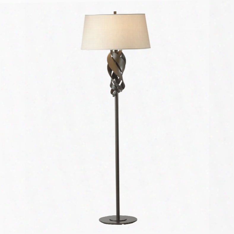 Hubbardton Forge Folio 1 Light Doeskin Suede Floor Lamp In Mahogany