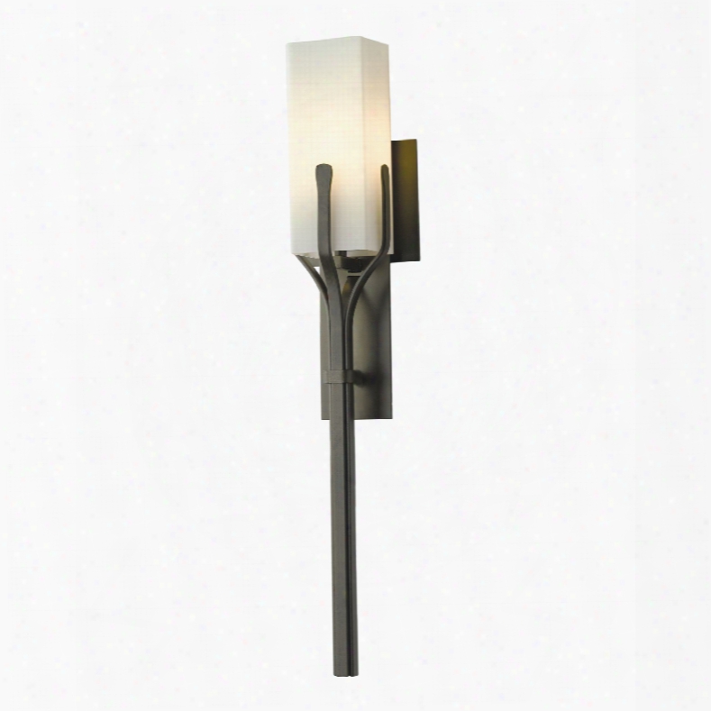 Hubbardton Forge Mediki 1 Light Opal Glass Sconce In Mahogany