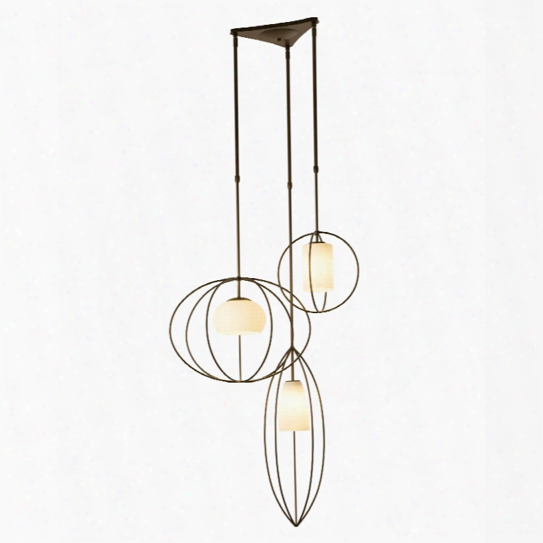 Hubbardton Forge Treble 3 Light Opal Glass Pendant In Gloss White