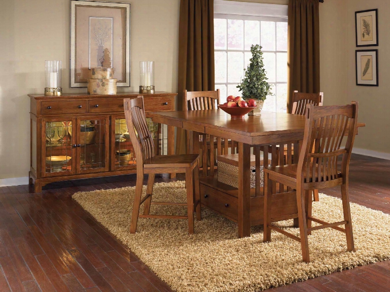 Aamerica Laurelhurst 5 Piece Dining Set In Mission Oak