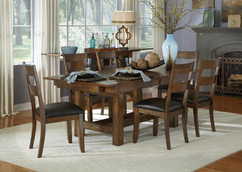 Aamerica Mariposa 7 Piece Dining Set In Rustic Whiskey