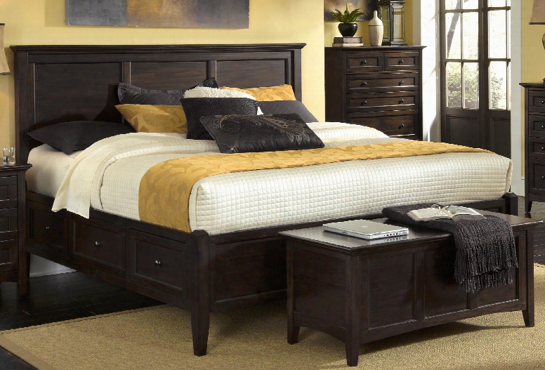 Aamerica Westlake King Storage Bed In Dark Mahogany