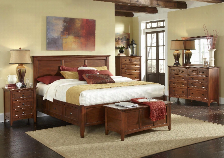 Aamerica Westlake Queen Storage Bed In Cherry Brown