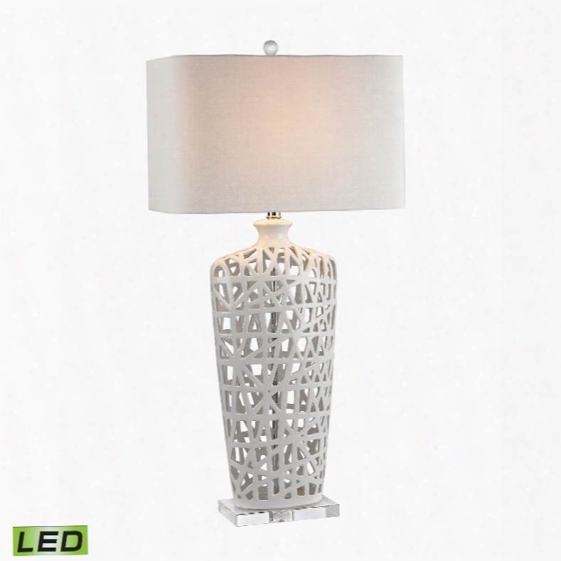 Dimond Lighting Ceramic 1-light Table Lamp In Gloss White And Crystal