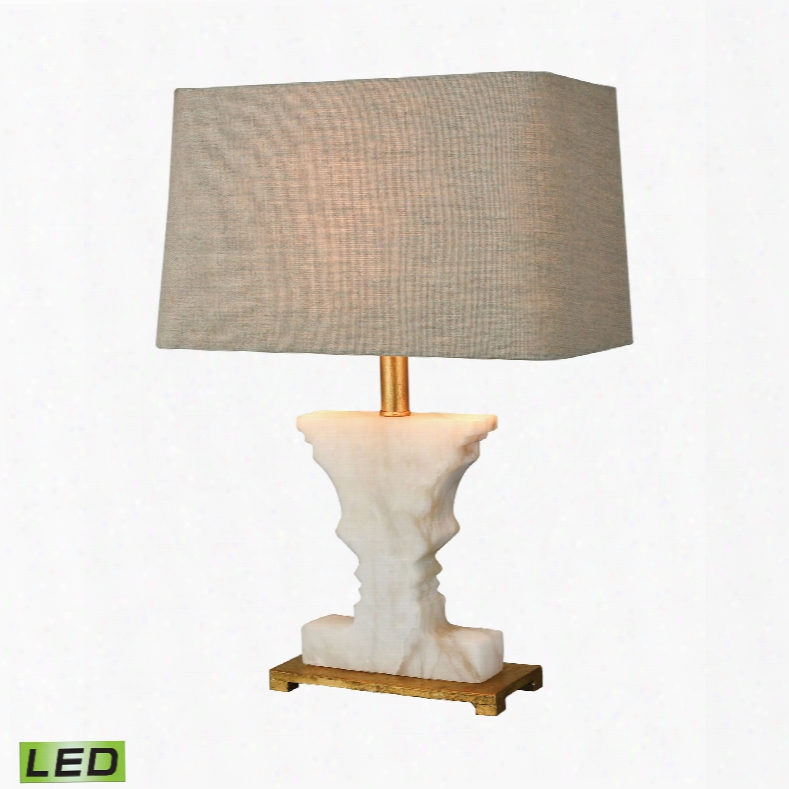 Dimond Lighting Cheviot Hills 1-light Table Lamp In Whiet Alabaster And Gold Leaf