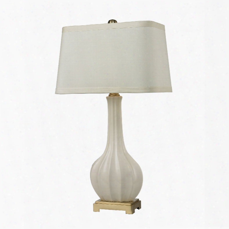 Dimond Lighting Fluted Ceramic 1-light Table Lamp In White And Brass