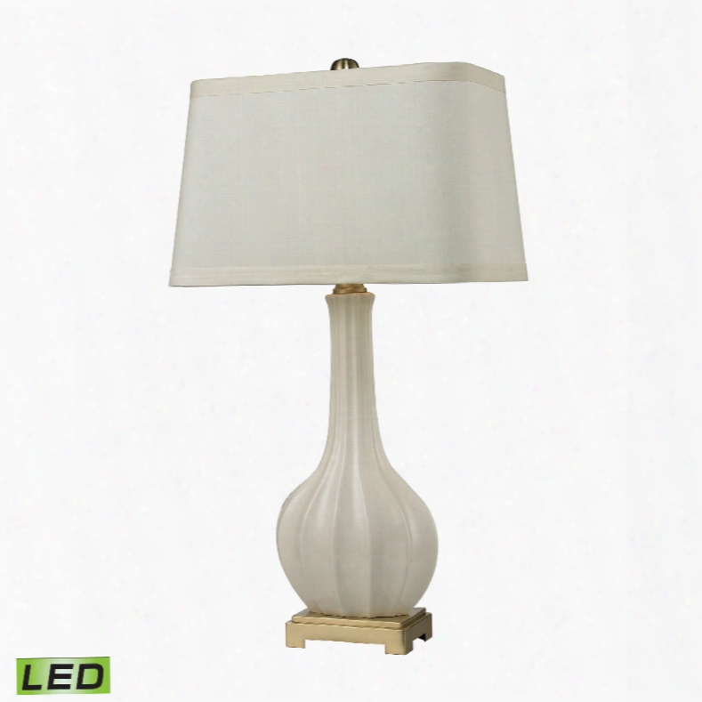 Dimond Lighting Fluted Ceramic 1-light White And Brass Table Lamp