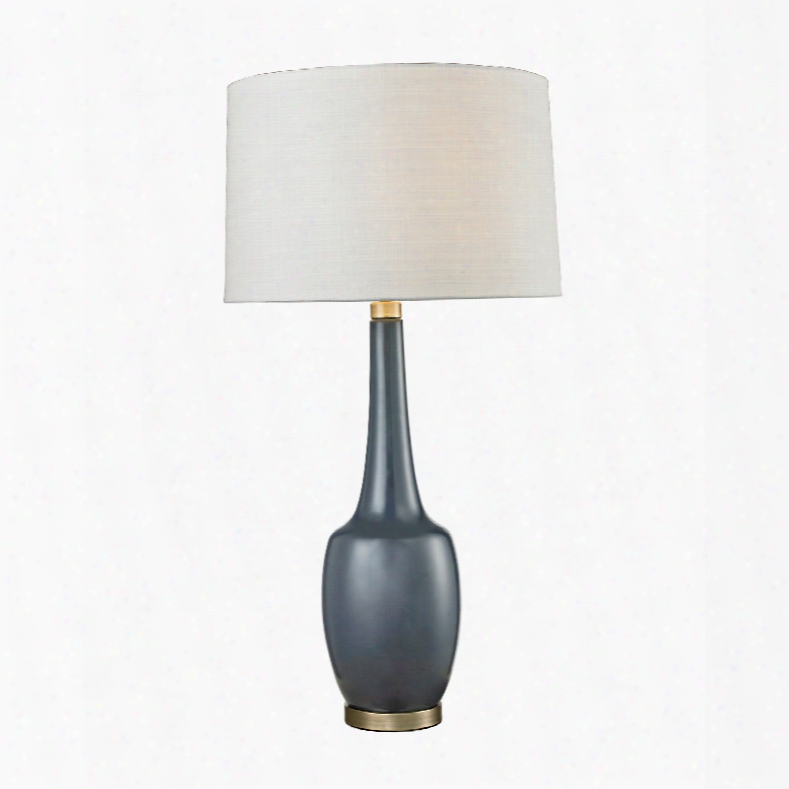 Dimond Lighting Modern Vase 1-light Table Lamp In Navy Blue And Antique Brass