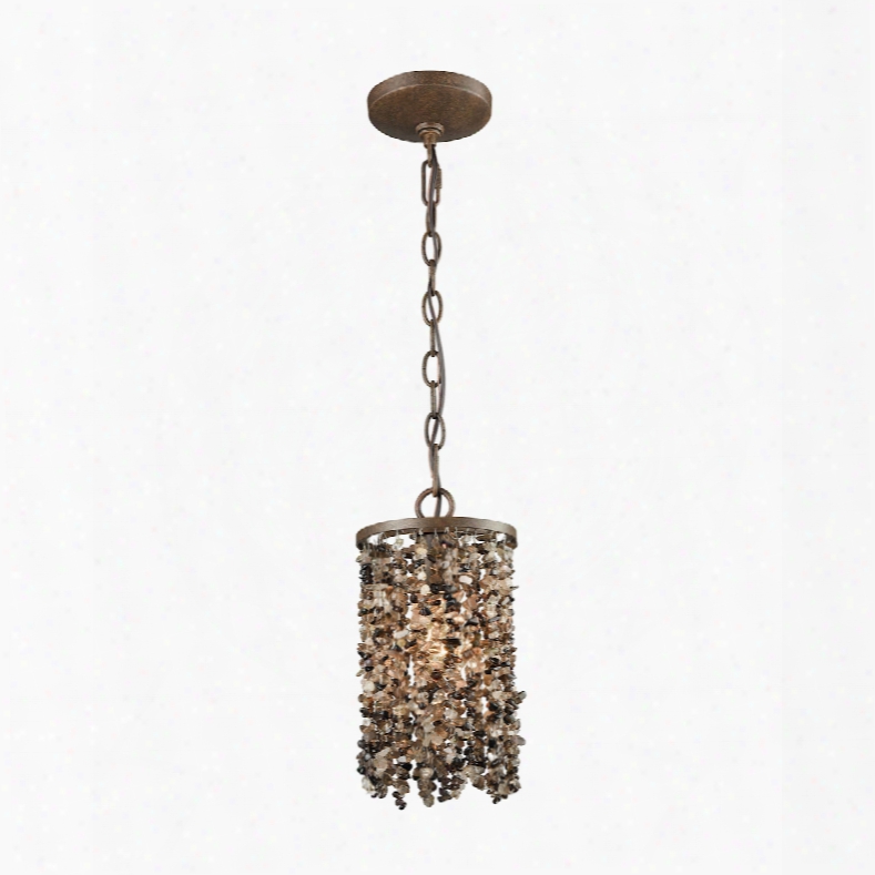 Elk Lighting Agate Stones 1-light Pendant In Weathered Bronze With Dark Bronze Agate Stones