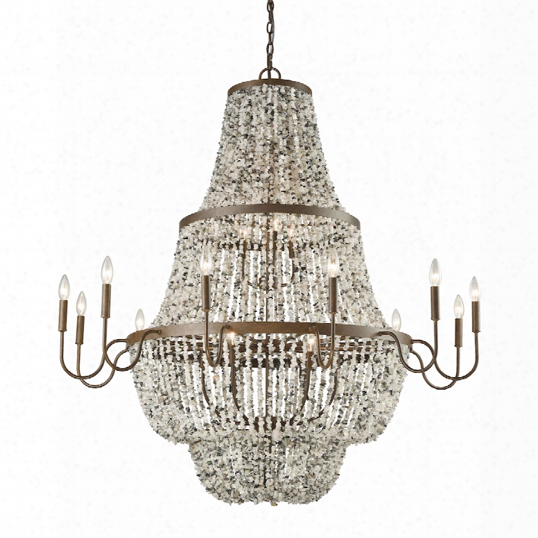 Elk Lighting Agate Stones 21-light Chandelier In Weathered Bronze With Gray Agate Stones