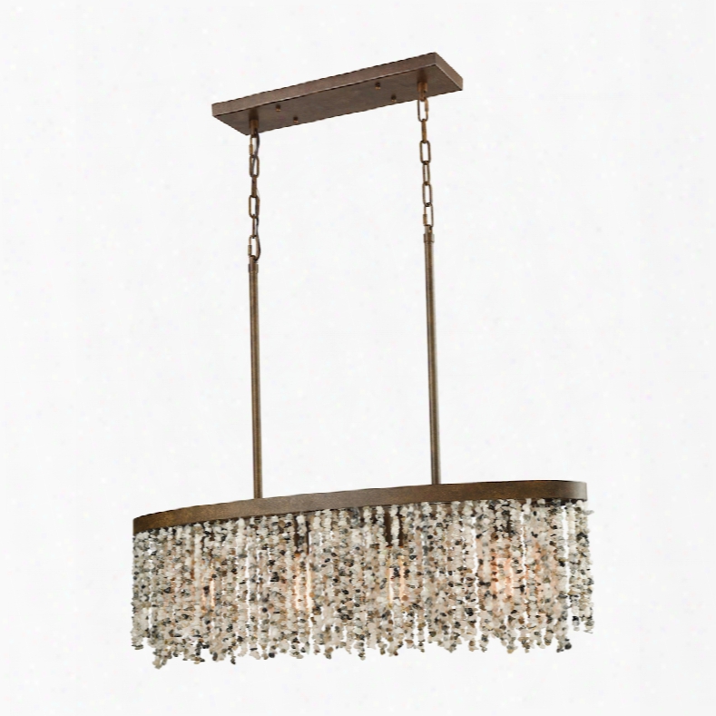 Elk Lighting Agate Stones 4-light Chandelier In Weathered Bronze With Gray Agate Stones