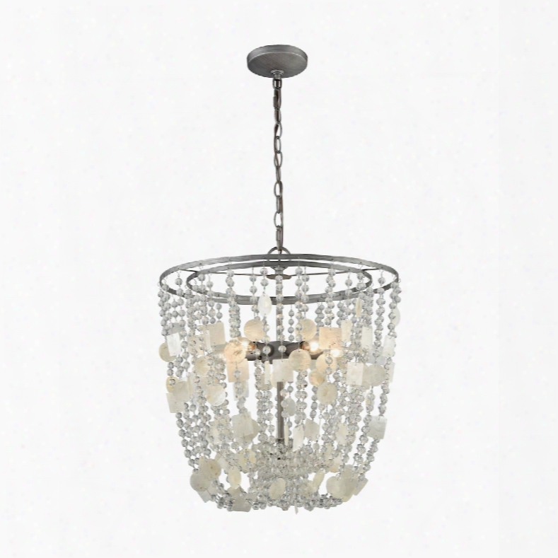 Elk Lighting Alexandra 5-light Chandelier In Weathered Zinc With Capiz Shells And Clear Crystal