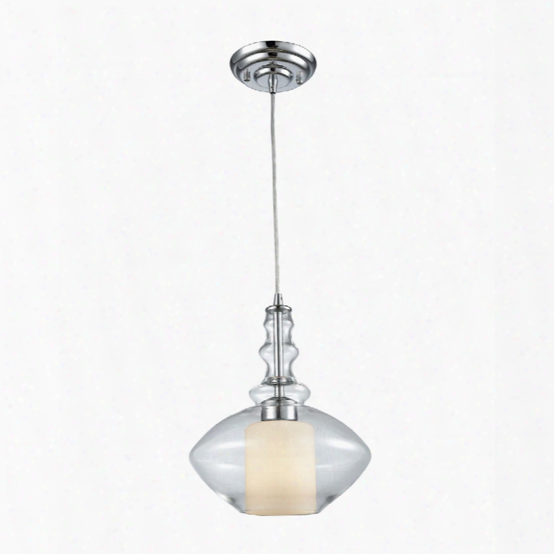 Elk Lighting Alora 1-light Pendant In Polished Chrome With Opal White And Clear Glass