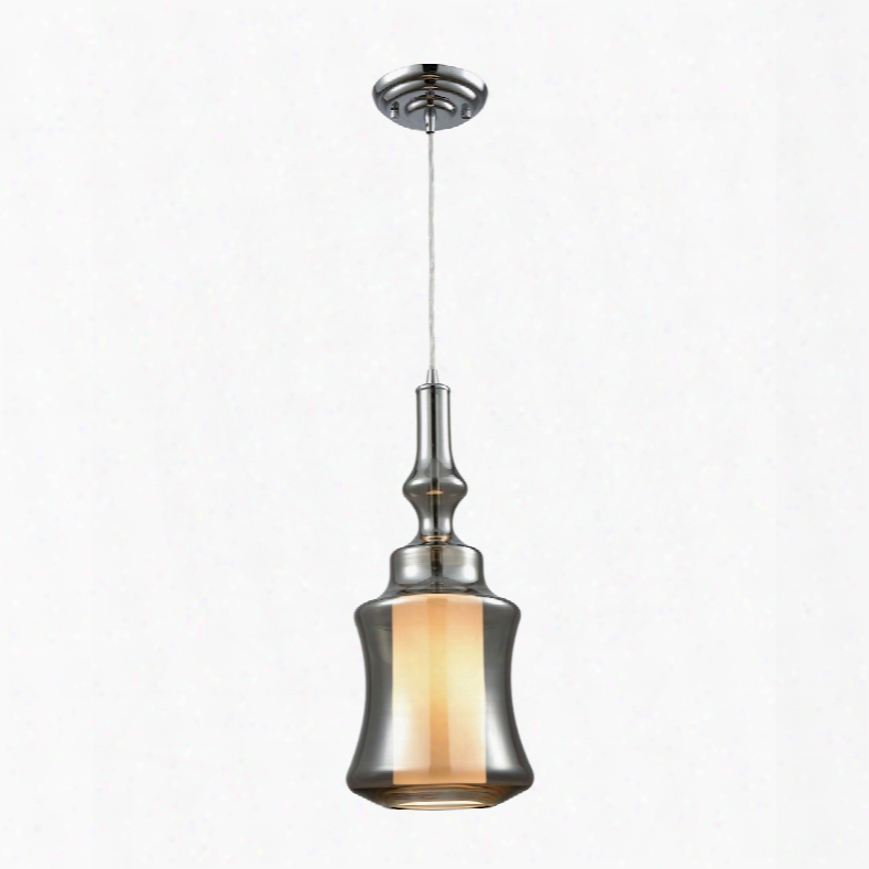 Elk Lighting Alora 1-light Pendant In Polished Chrome With Opal White And Smoke Plated Glass