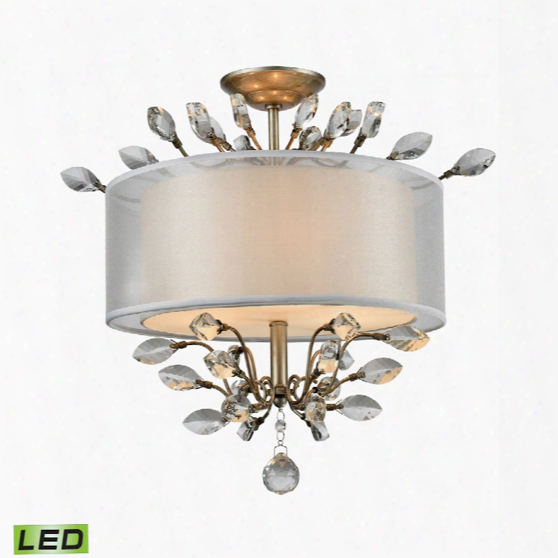 Elk Lighting Asbury 3-light Led Led Semi Flush In Aged Silver