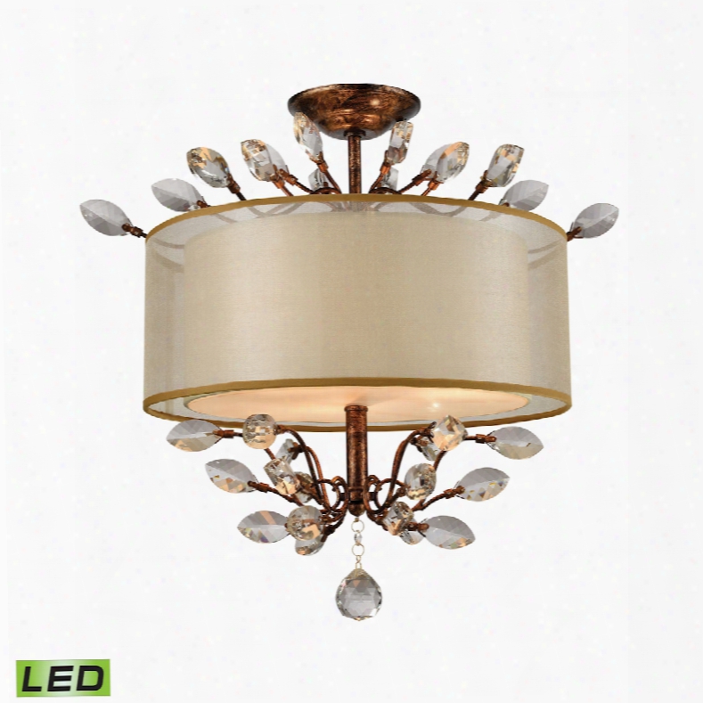 Elk Lighting Asbury 3-light Led Led Semi Flush In Spanish Bronze