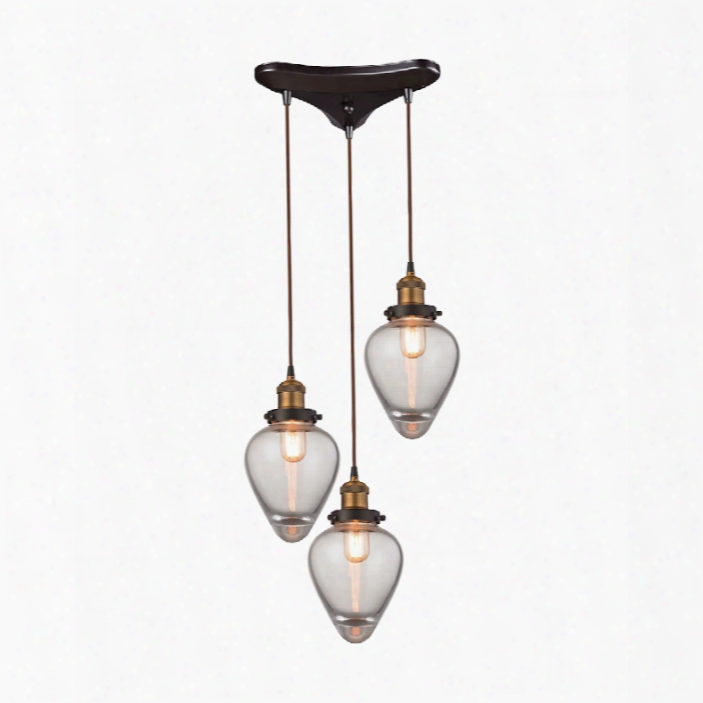 Elk Lighting Bartram 3-light Pendant In Oil Rubbed Bronze And Antique Beass